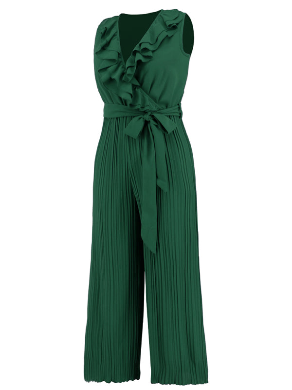 Jumpsuit- Dare to Be Bold with Our Ruffled V-Neck Jumpsuit- - IndioGear Fashion and Gear