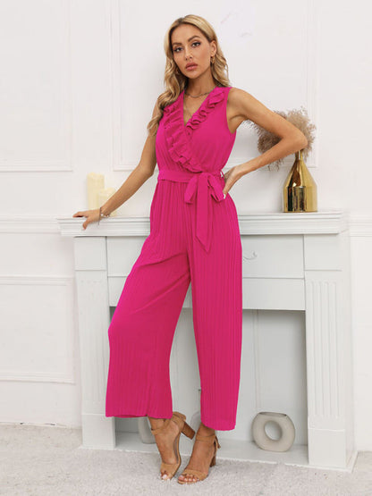 Jumpsuit- Dare to Be Bold with Our Ruffled V-Neck Jumpsuit- - IndioGear Fashion and Gear