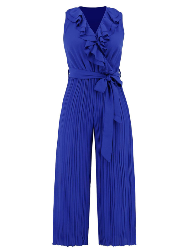 Jumpsuit- Dare to Be Bold with Our Ruffled V-Neck Jumpsuit- - IndioGear Fashion and Gear