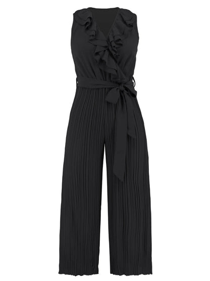 Jumpsuit- Dare to Be Bold with Our Ruffled V-Neck Jumpsuit- - IndioGear Fashion and Gear