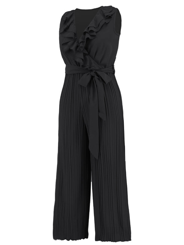 Jumpsuit- Dare to Be Bold with Our Ruffled V-Neck Jumpsuit- - IndioGear Fashion and Gear