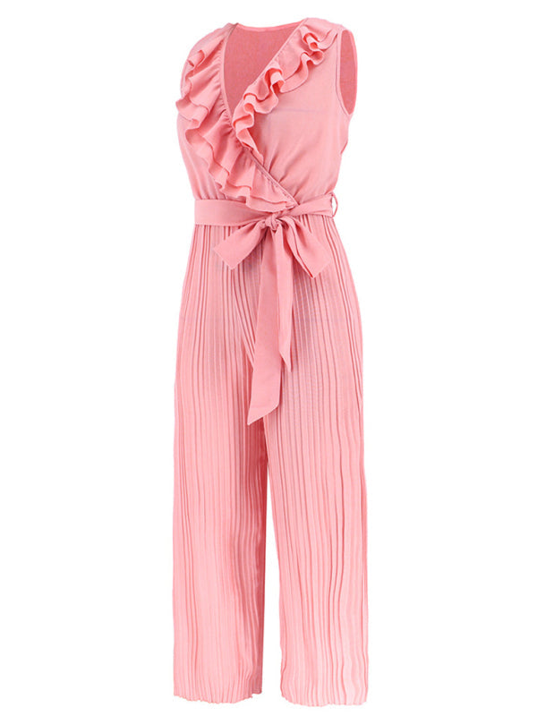 Jumpsuit- Dare to Be Bold with Our Ruffled V-Neck Jumpsuit- - IndioGear Fashion and Gear