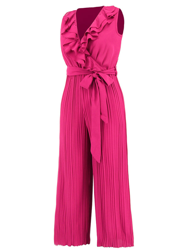 Jumpsuit- Dare to Be Bold with Our Ruffled V-Neck Jumpsuit- - IndioGear Fashion and Gear