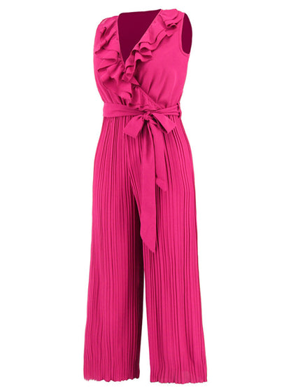 Jumpsuit- Dare to Be Bold with Our Ruffled V-Neck Jumpsuit- - IndioGear Fashion and Gear