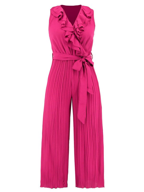 Jumpsuit- Dare to Be Bold with Our Ruffled V-Neck Jumpsuit- - IndioGear Fashion and Gear