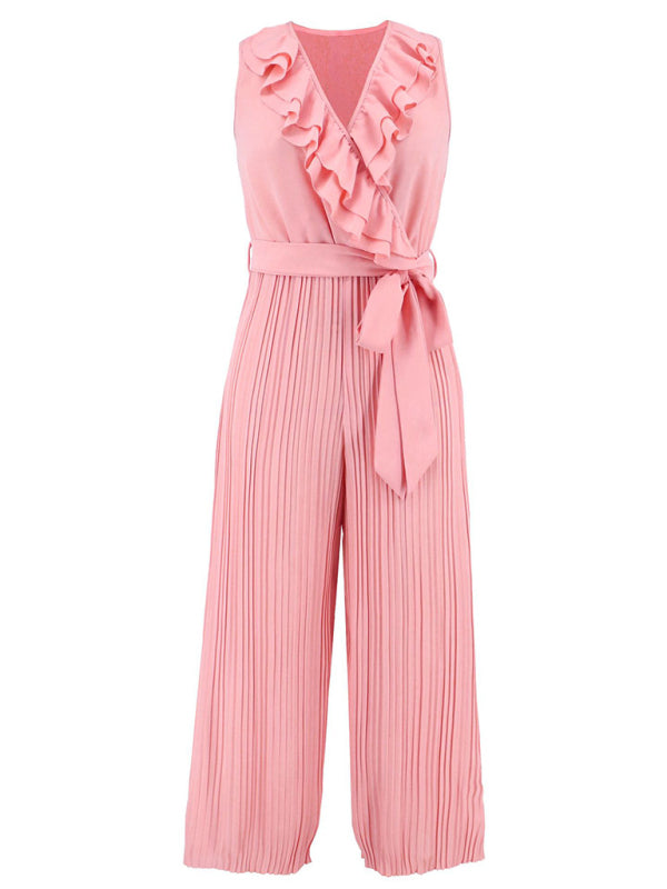 Jumpsuit- Dare to Be Bold with Our Ruffled V-Neck Jumpsuit- - IndioGear Fashion and Gear