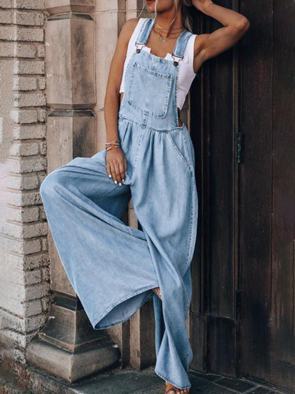 Jumpsuit- Denim Jean Jumpsuit Overalls - Pantsuits- - IndioGear Fashion and Gear