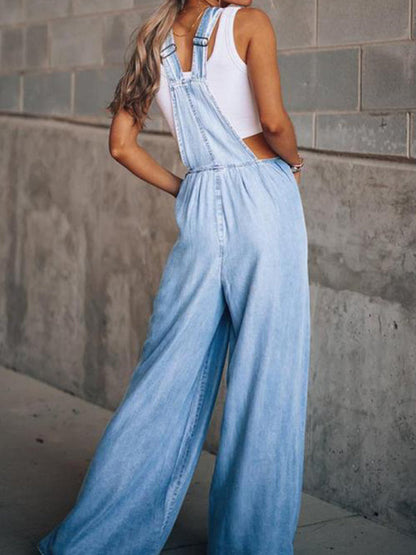 Jumpsuit- Denim Jean Jumpsuit Overalls - Pantsuits- - IndioGear Fashion and Gear