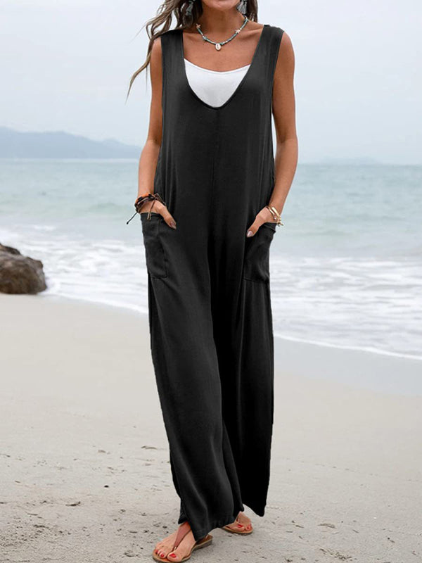 Jumpsuit- Relaxed Fit Cotton Pantsuits - Women's Casual Jumpsuit Overalls - Quality Cotton-Polyester Blend- - IndioGear Fashion and Gear