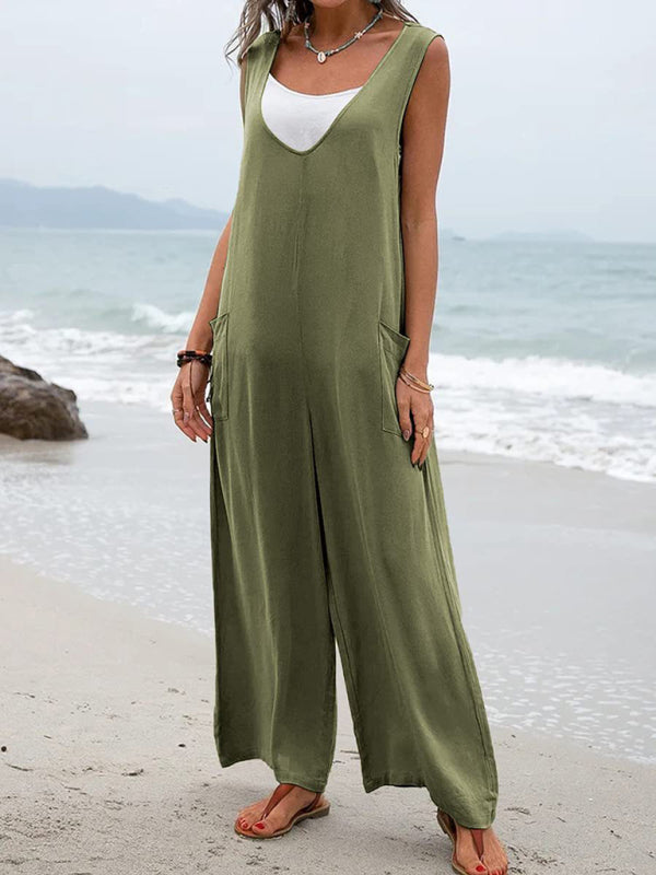 Jumpsuit- Relaxed Fit Cotton Pantsuits - Women's Casual Jumpsuit Overalls - Quality Cotton-Polyester Blend- - IndioGear Fashion and Gear