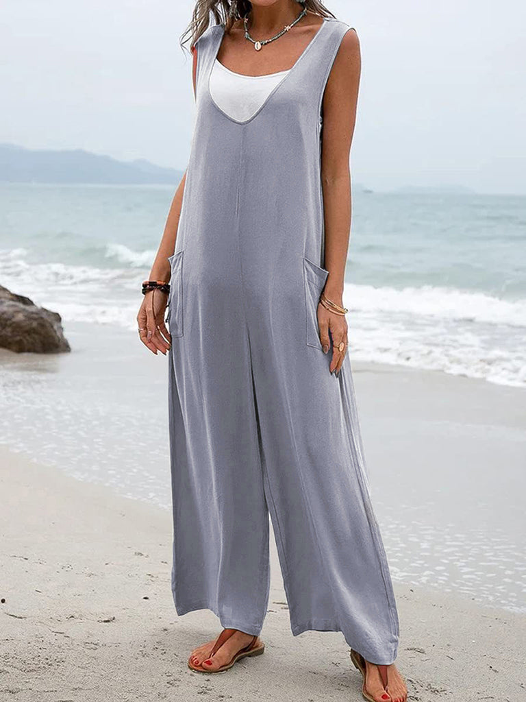 Jumpsuit- Relaxed Fit Cotton Pantsuits - Women's Casual Jumpsuit Overalls - Quality Cotton-Polyester Blend- - IndioGear Fashion and Gear