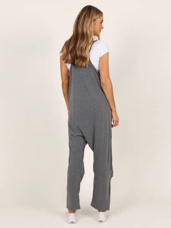 Jumpsuit- Solid Oversized Jumpsuit | Overalls with Pockets- - IndioGear Fashion and Gear