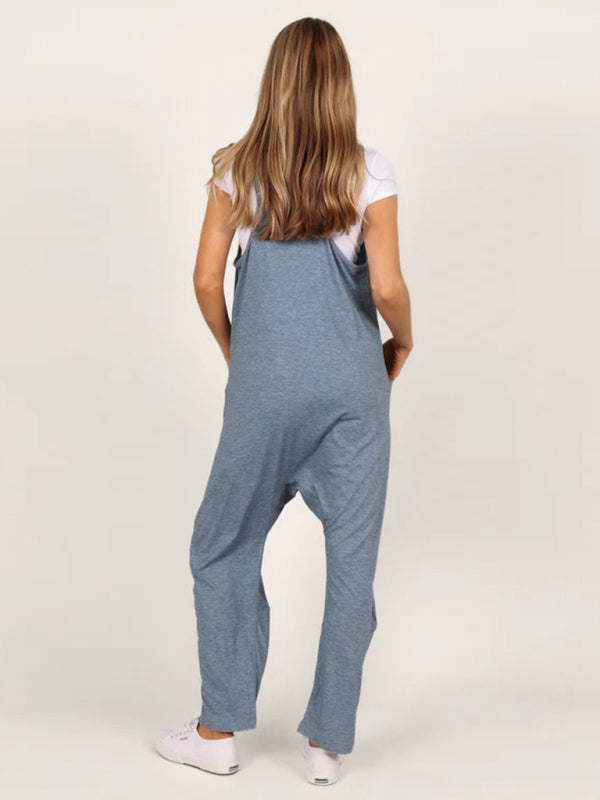 Jumpsuit- Solid Oversized Jumpsuit | Overalls with Pockets- - IndioGear Fashion and Gear