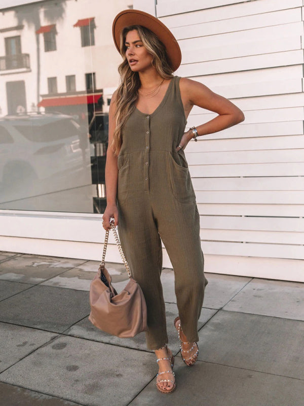 Jumpsuit- Step Up Your Style Game with this Retro Tank Jumpsuit!- - IndioGear Fashion and Gear