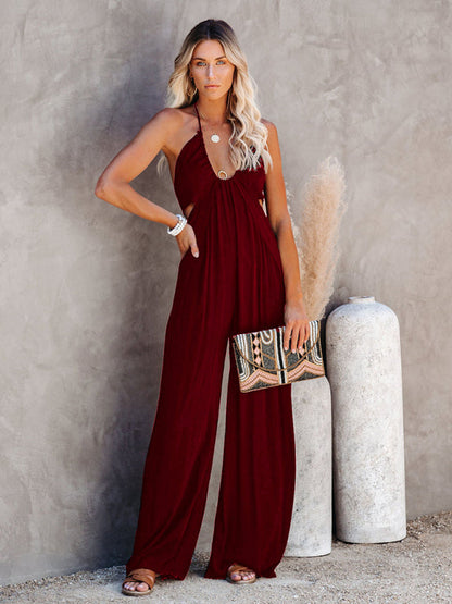 Jumpsuit- The Trendy Jumpsuit for Every Occasion- Wine Red- IndioGear Fashion and Gear