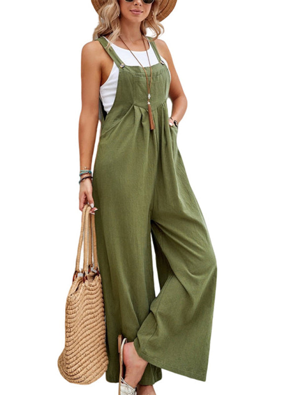 Jumpsuit- Women's Jumpsuit Bib Pants Overalls - Pantsuits- Olive green- IndioGear Fashion and Gear