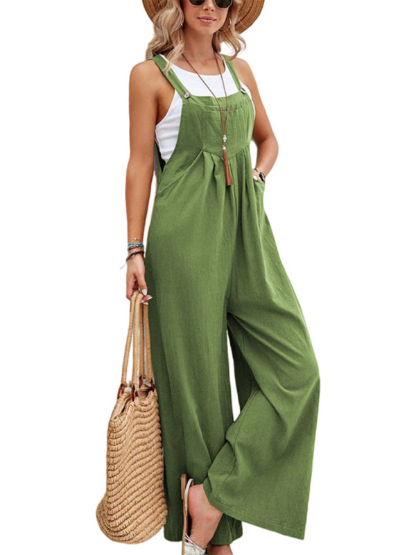 Jumpsuit- Women's Jumpsuit Bib Pants Overalls - Pantsuits- Green- IndioGear Fashion and Gear