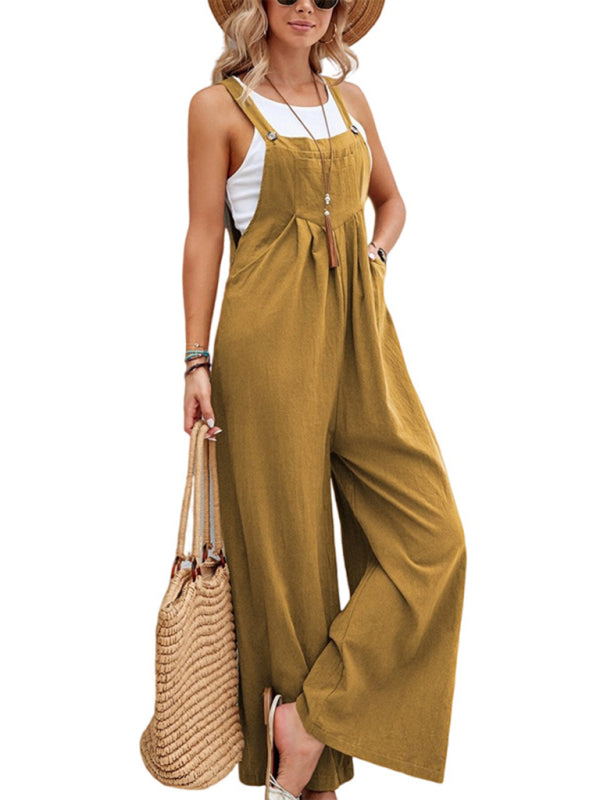 Jumpsuit- Women's Jumpsuit Bib Pants Overalls - Pantsuits- Earth yellow- IndioGear Fashion and Gear