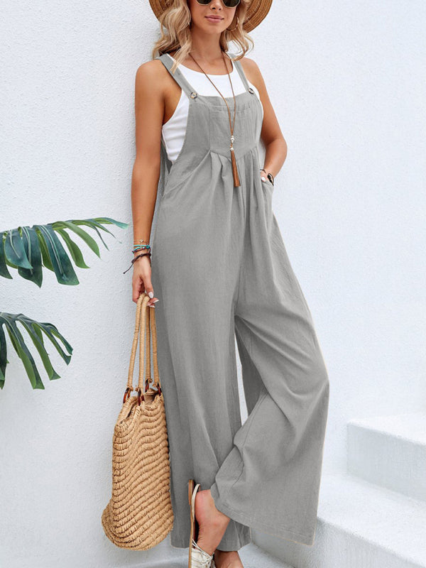 Jumpsuit- Women's Jumpsuit Bib Pants Overalls - Pantsuits- Misty grey- IndioGear Fashion and Gear