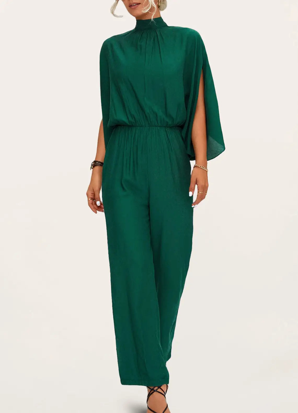 Jumpsuits- All-in-One Outfit: Stand Collar Open Back Jumper - Jumpsuit- - IndioGear Fashion and Gear