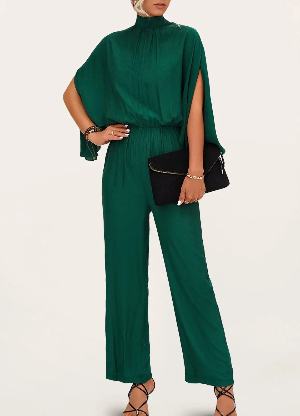 Jumpsuits- All-in-One Outfit: Stand Collar Open Back Jumper - Jumpsuit- - IndioGear Fashion and Gear