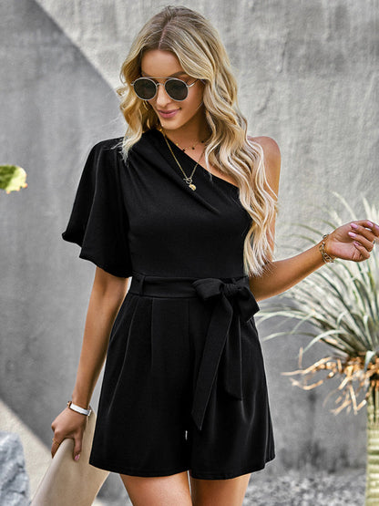 Jumpsuits- Chic and Comfortable One-Shoulder Jumpsuit - Your Perfect Companion for Every Occasion- - IndioGear Fashion and Gear