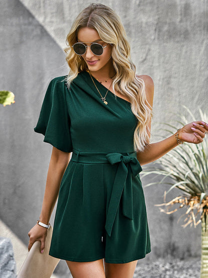 Jumpsuits- Chic and Comfortable One-Shoulder Jumpsuit - Your Perfect Companion for Every Occasion- - IndioGear Fashion and Gear