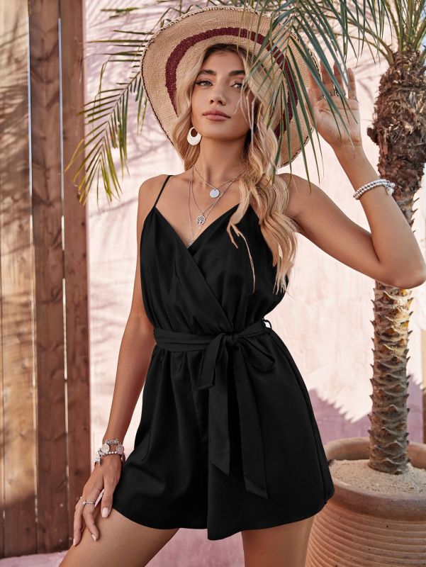 Jumpsuits- Chic and Versatile Sleeveless Jumpsuit for Women- Black- IndioGear Fashion and Gear