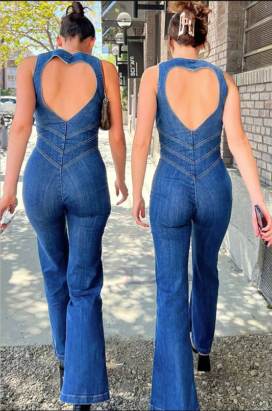 Jumpsuits- Denim Backless Heart Overalls - Palazzo Jumpsuits Pantsuits- - IndioGear Fashion and Gear