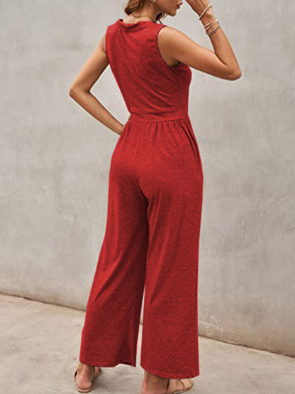 Jumpsuits- Loose Fit Playsuit - Solid Sleeveless Jumpsuit- - IndioGear Fashion and Gear