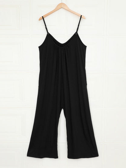 Jumpsuits- Solid Oversized Jumpsuit with Pockets – Essential Cami Playsuit- - IndioGear Fashion and Gear