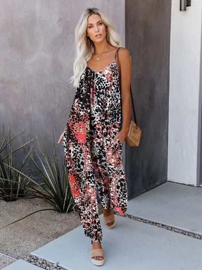 Jumpsuits- Women's Comfy Baggy Jumpsuit with Pockets - Versatile Loose Overalls- Black- IndioGear Fashion and Gear