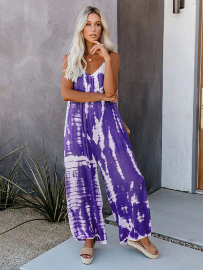 Jumpsuits- Women's Comfy Baggy Jumpsuit with Pockets - Versatile Loose Overalls- Purple- IndioGear Fashion and Gear