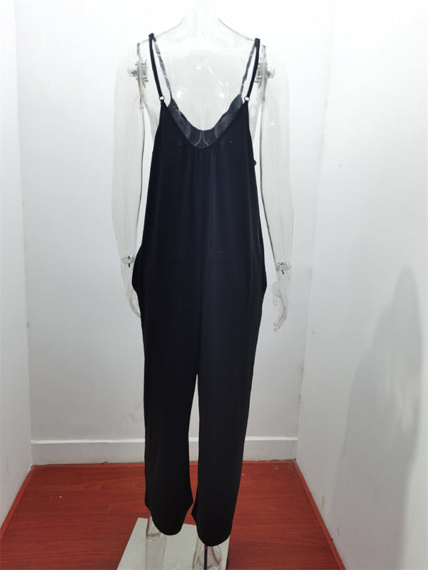 Jumpsutis- Loose Full-Length Cami Playsuit - Solid Oversized Jumpsuit- - IndioGear Fashion and Gear