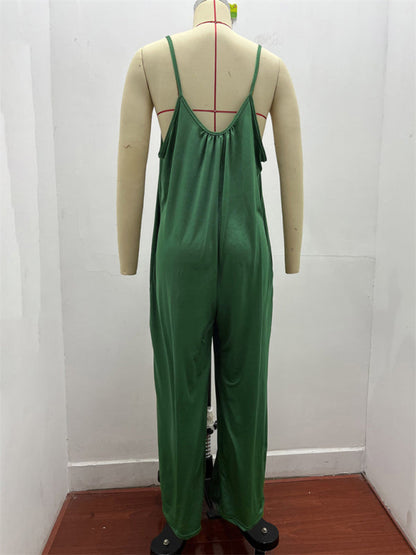 Jumpsutis- Loose Full-Length Cami Playsuit - Solid Oversized Jumpsuit- - IndioGear Fashion and Gear