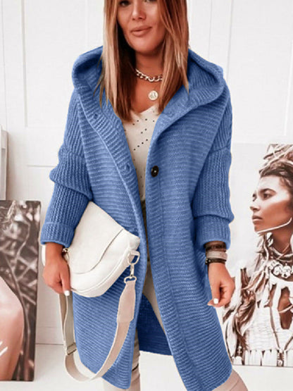 Chunky Knit Hooded Cardigan Overcoat | Knit Coats | Pekosa Women Clothing