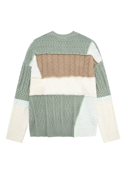 Knit Sweaters- Patchwork Sweaters in Pastel Hues - Knit Pullover- - IndioGear Clothing and Gear