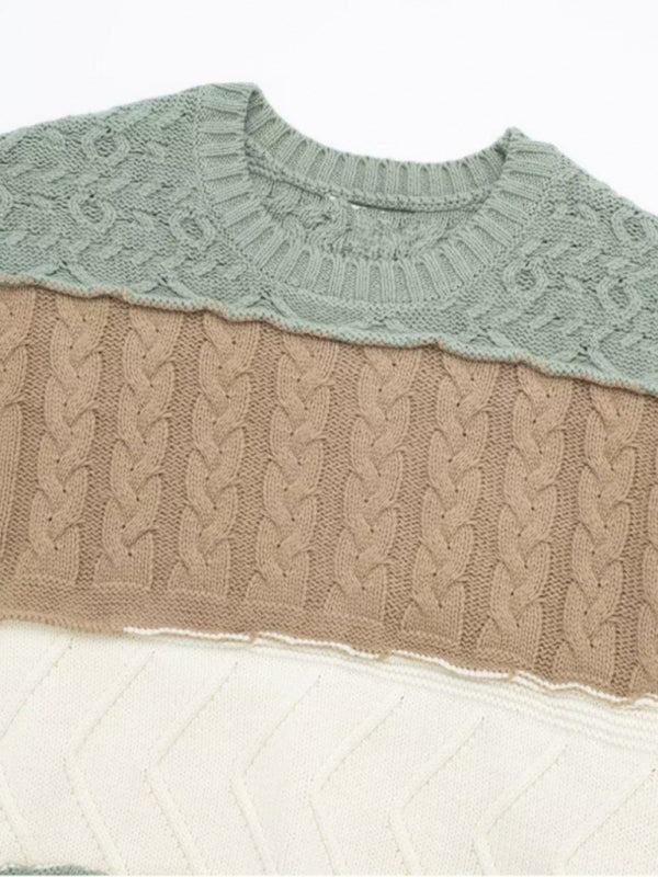 Knit Sweaters- Patchwork Sweaters in Pastel Hues - Knit Pullover- - IndioGear Clothing and Gear