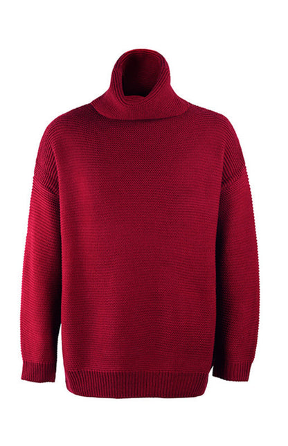 Knit Sweaters- Thick Knitted Chunky Turtle Neck Sweater- - IndioGear Fashion and Gear