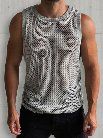 Men’s Hollow Knit Sleeveless Beachwear - Tank Top