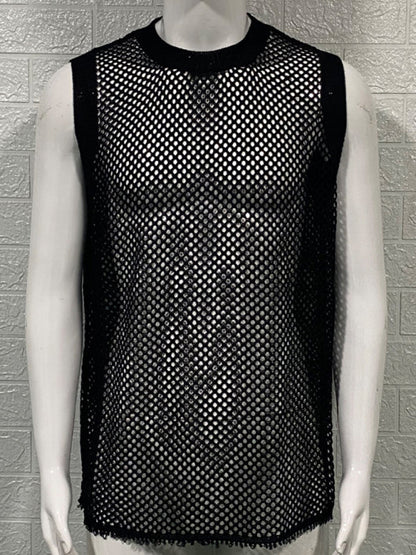 Men’s Hollow Knit Sleeveless Beachwear - Tank Top