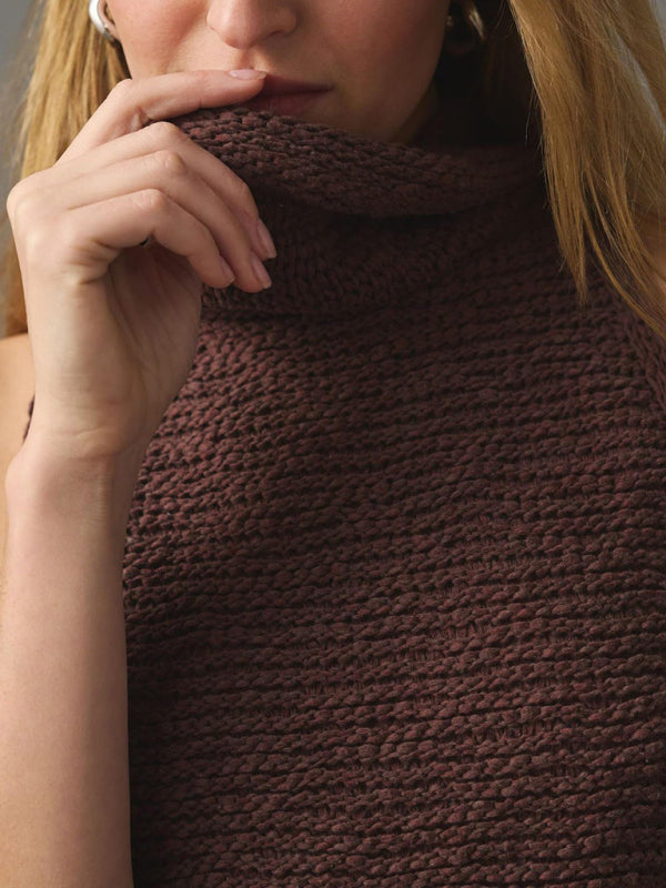 Knitted Top- Textured Sleeveless Sweater | Knitted Cowl Neck Top- - IndioGear Fashion and Gear