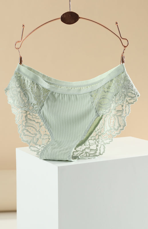 Lace Panties- Women's Lace Briefs Underwear- Green- IndioGear Fashion and Gear