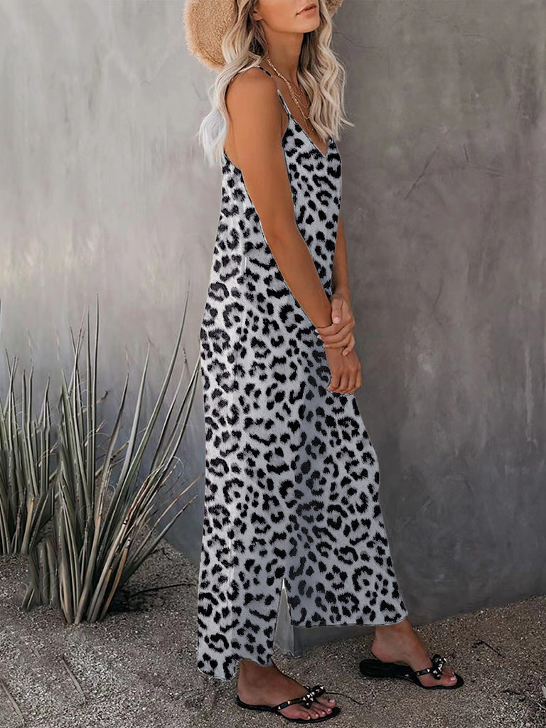 - Leopard Print Cami Wide-Leg Jumpsuit for Women- - IndioGear Fashion and Gear