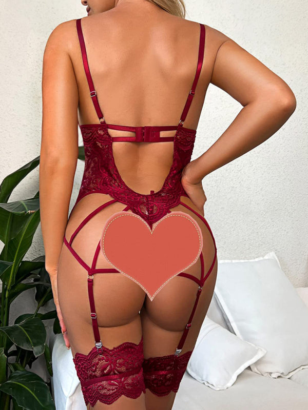 Lingerie- Bodysuit Lingerie with Built-in Garter Belt- - IndioGear Clothing and Gear