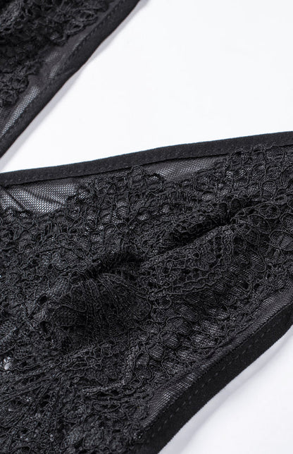 Lingerie- Lace 2 Piece Bralette and High Waisted Lace-Up Panty - Lingerie Duo- - IndioGear Fashion and Gear