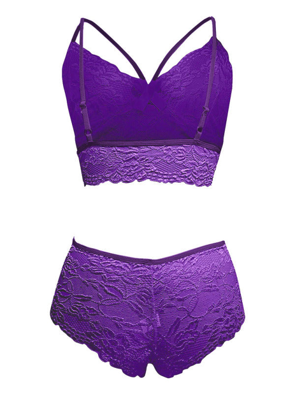 Spitzen-Dessous-Blumenanzug mit Bralette-BH und Boyshorts-Höschen