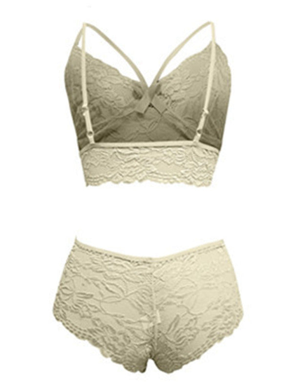 Spitzen-Dessous-Blumenanzug mit Bralette-BH und Boyshorts-Höschen