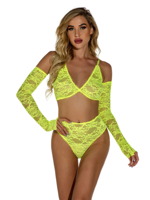 Lingerie Outfit- Celebrating Love with 3-Pc Lingerie for Romantic Occasions- Yellow- IndioGear Clothing and Gear