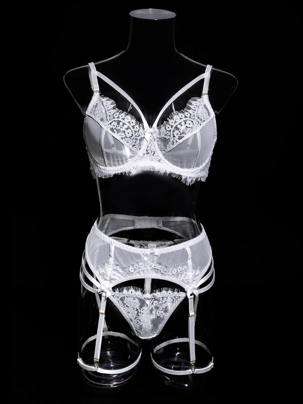 Lingerie Outfit- Lace Sheer Bra, G-String, Garter Belt - Lingerie Set for Special Celebrations- - IndioGear Clothing and Gear